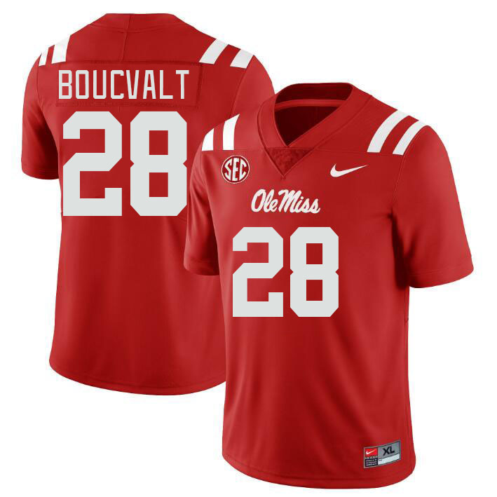 Men #28 Lex Boucvalt Ole Miss Rebels College Football Jerseyes Stitched Sale-Red - Click Image to Close